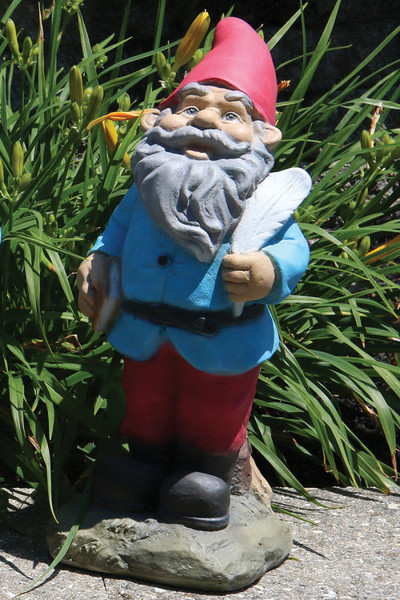 Lazy Daze Gnome Writer Statue Colorful Sculpture Pen and Paper